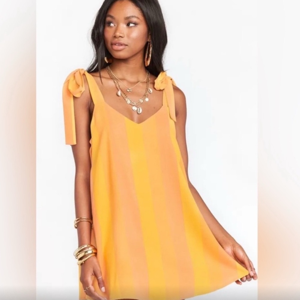Show Me Your MuMu Gold V-Neck Mini Sundress